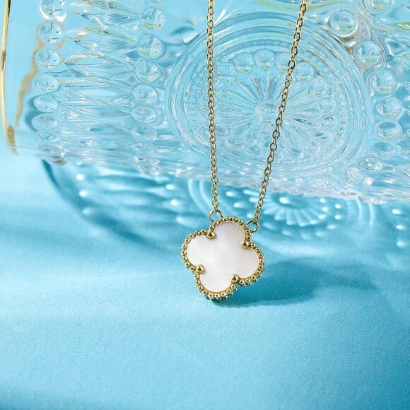 ⚡Lucky Clover Necklace For Women Girls 18K Gold Plated Titanium Steel Pendant - Picture 6 of 7